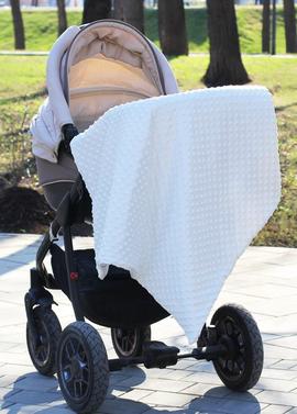 Детский плед Горошек из плюша Минки Дот - молочный - фото