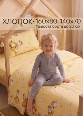 Постельное белье в кроватку 160х80 «Жирафы» фото 