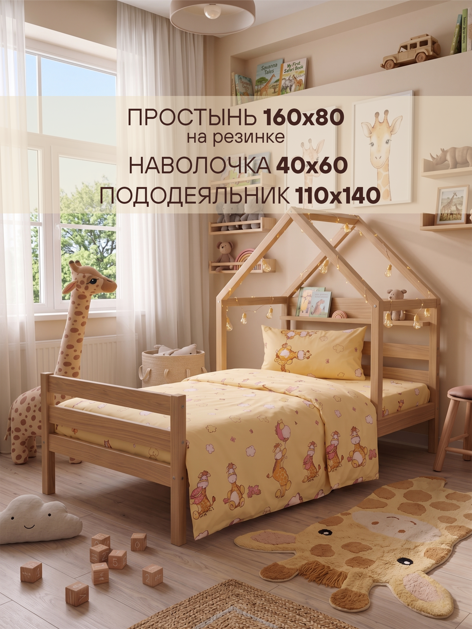 Постельное белье в кроватку 160х80 «Жирафы» фото 