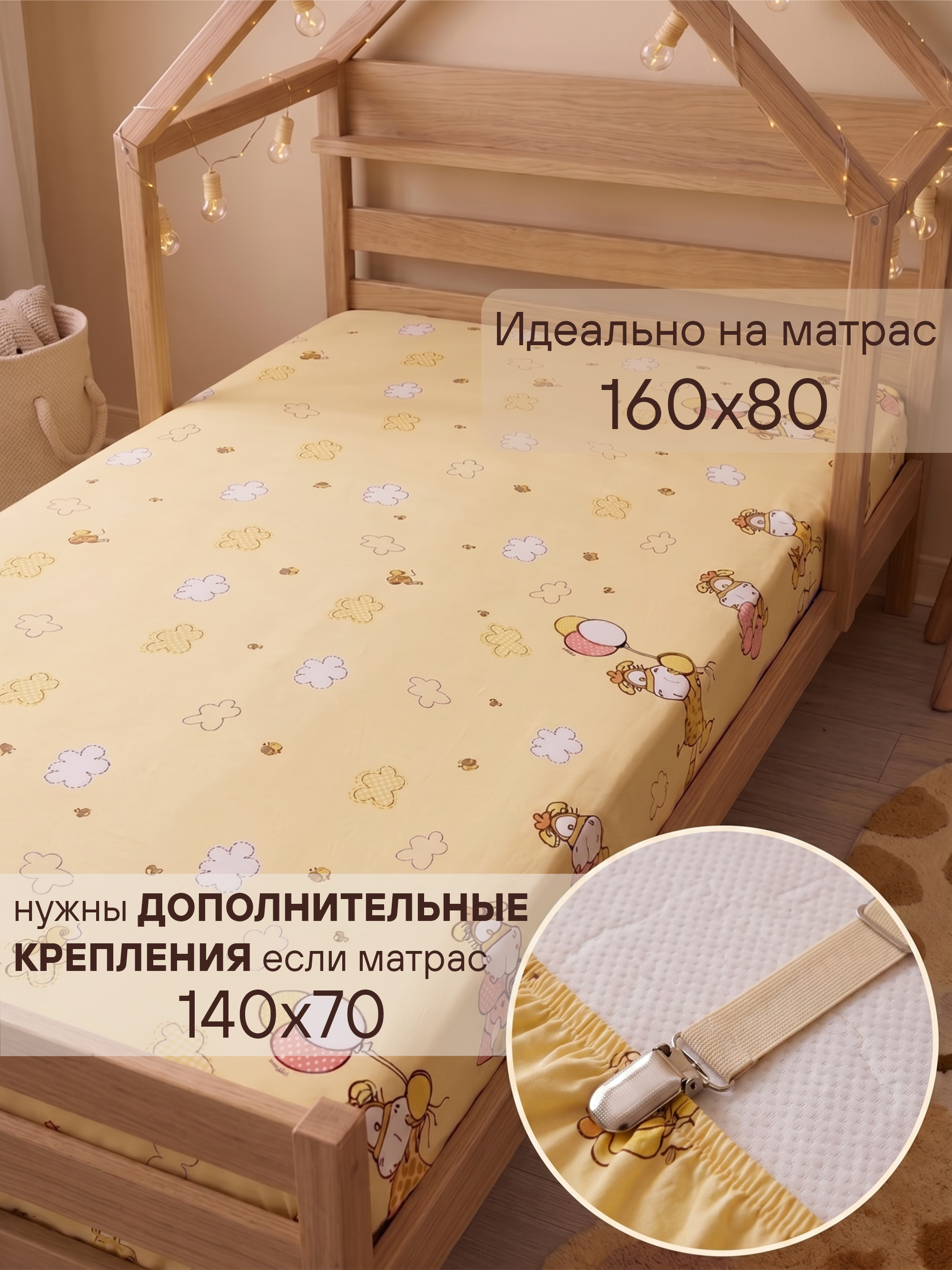 Постельное белье в кроватку 160х80 «Жирафы» фото 