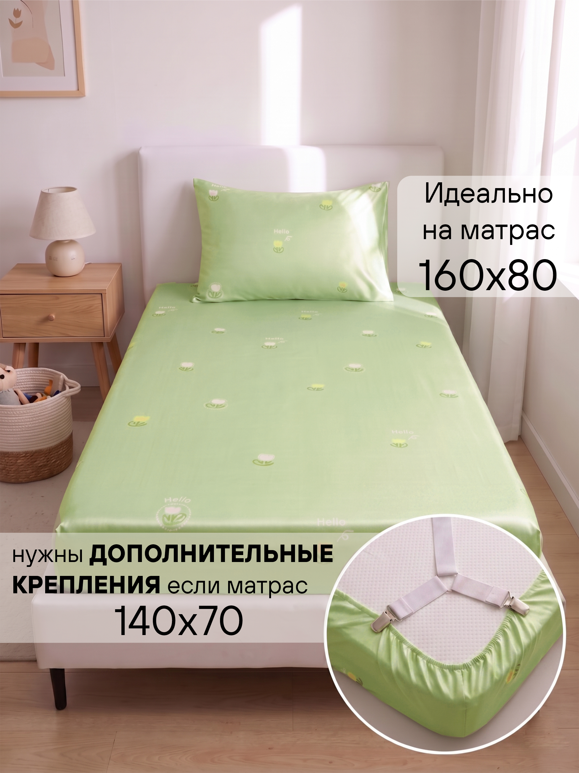 Детское постельное белье "Клубника в цветах" 160х80 фото