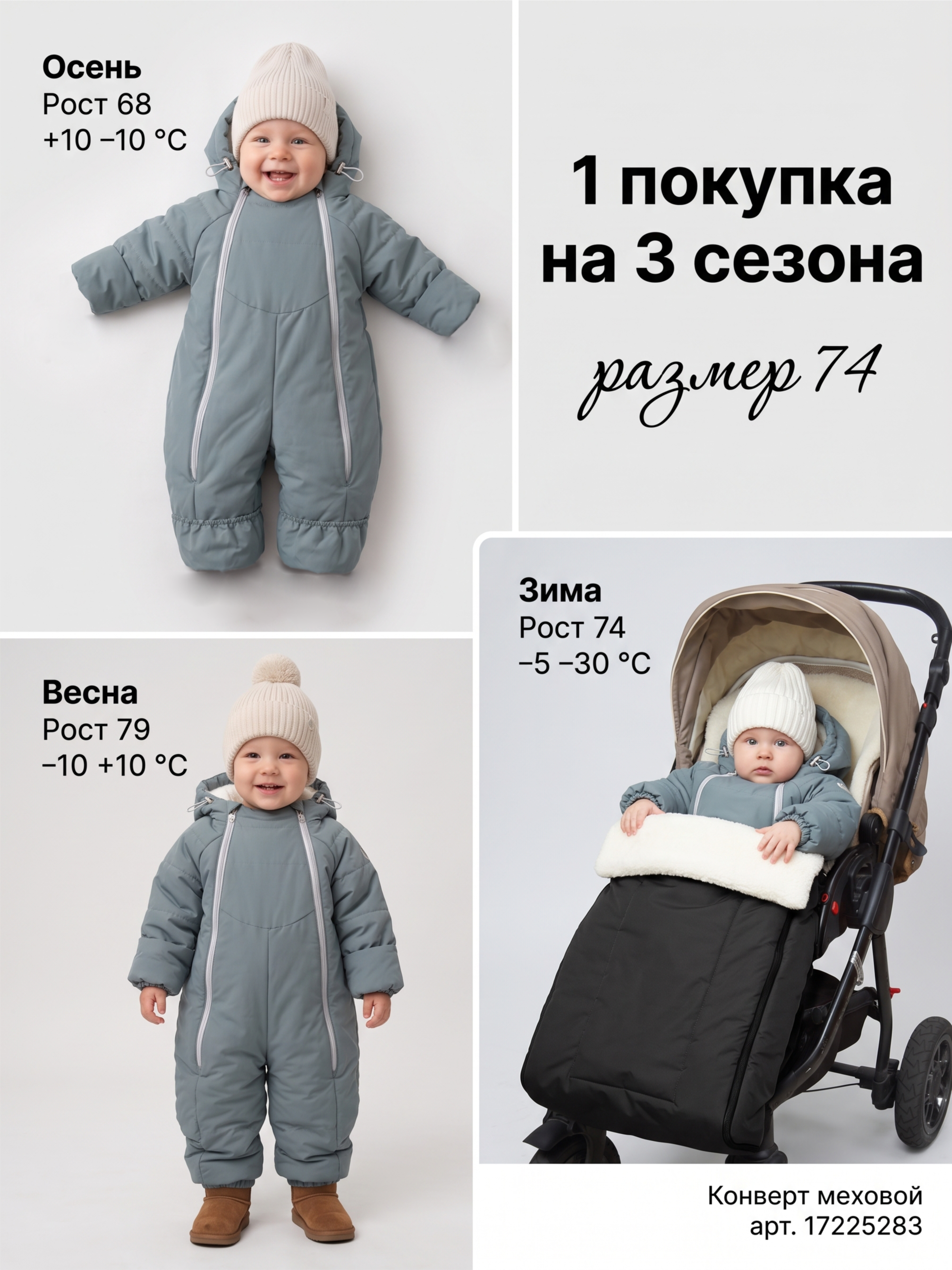 Комбинезон для новорожденных на осень Галактика 2.0 фото
